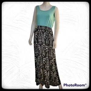 3/$30 ZATTCAS Sleeveless Damask Pattern Scoop Neck Maxi Beach Dress FLAWED